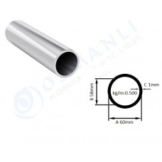 Alüminyum Boru Dış Çap 60mm X Et Kalınlık 1mm